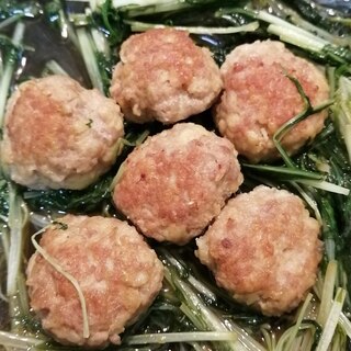 肉団子と水菜の生姜醤油煮